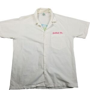 Mens White Button Up Short Sleeve Shirt Size L Goodland Florida Stanley Michaels